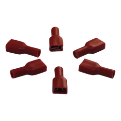 vlakstekerhuls volledig geisoleerd voor draad 0,5 - 1,5mm2 , 6,3x0,8mm, rood
